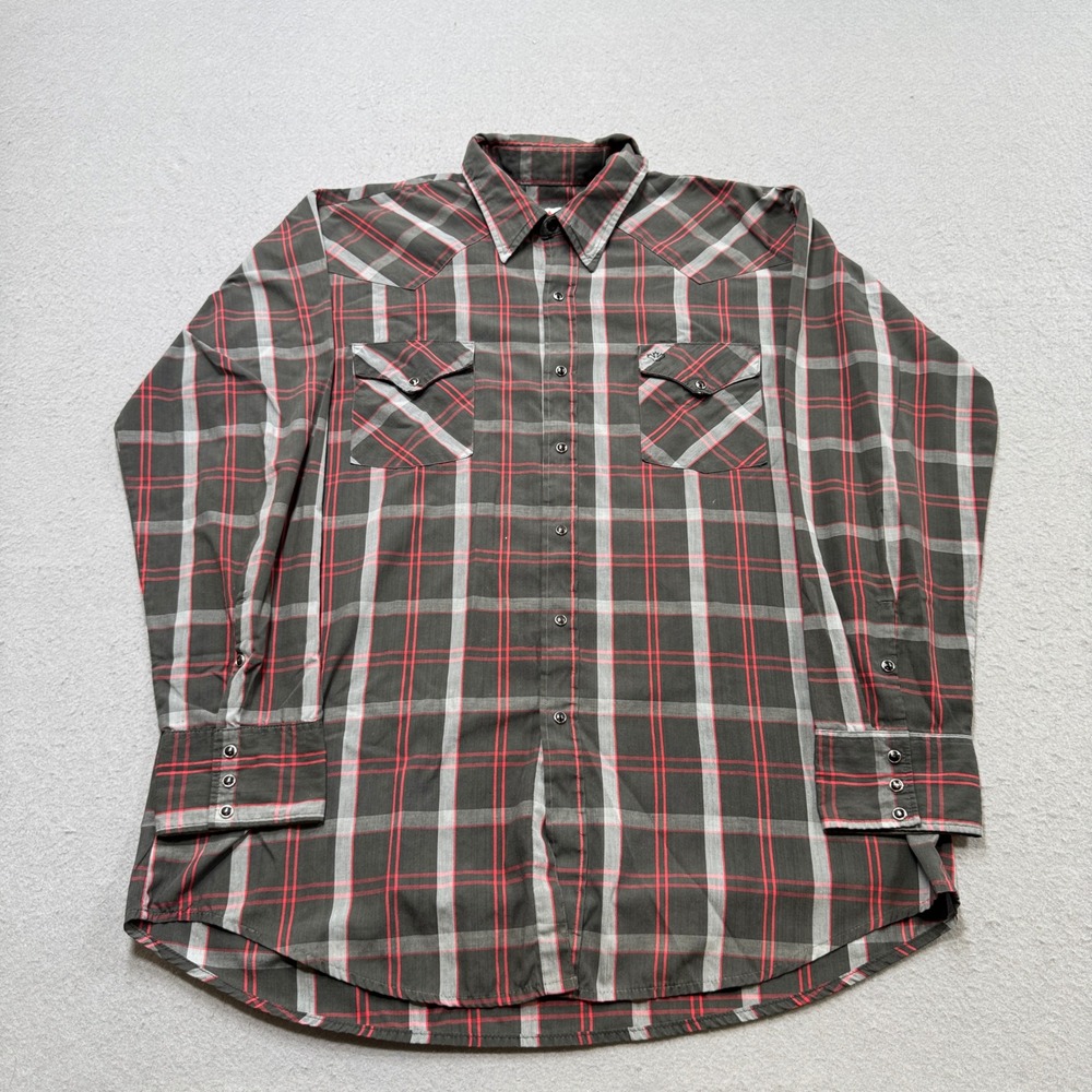 MWG Western Shirt Men's 3XL Red Plaid‎ Pearl Snap Long Sleeve Cowboy Canada Made
